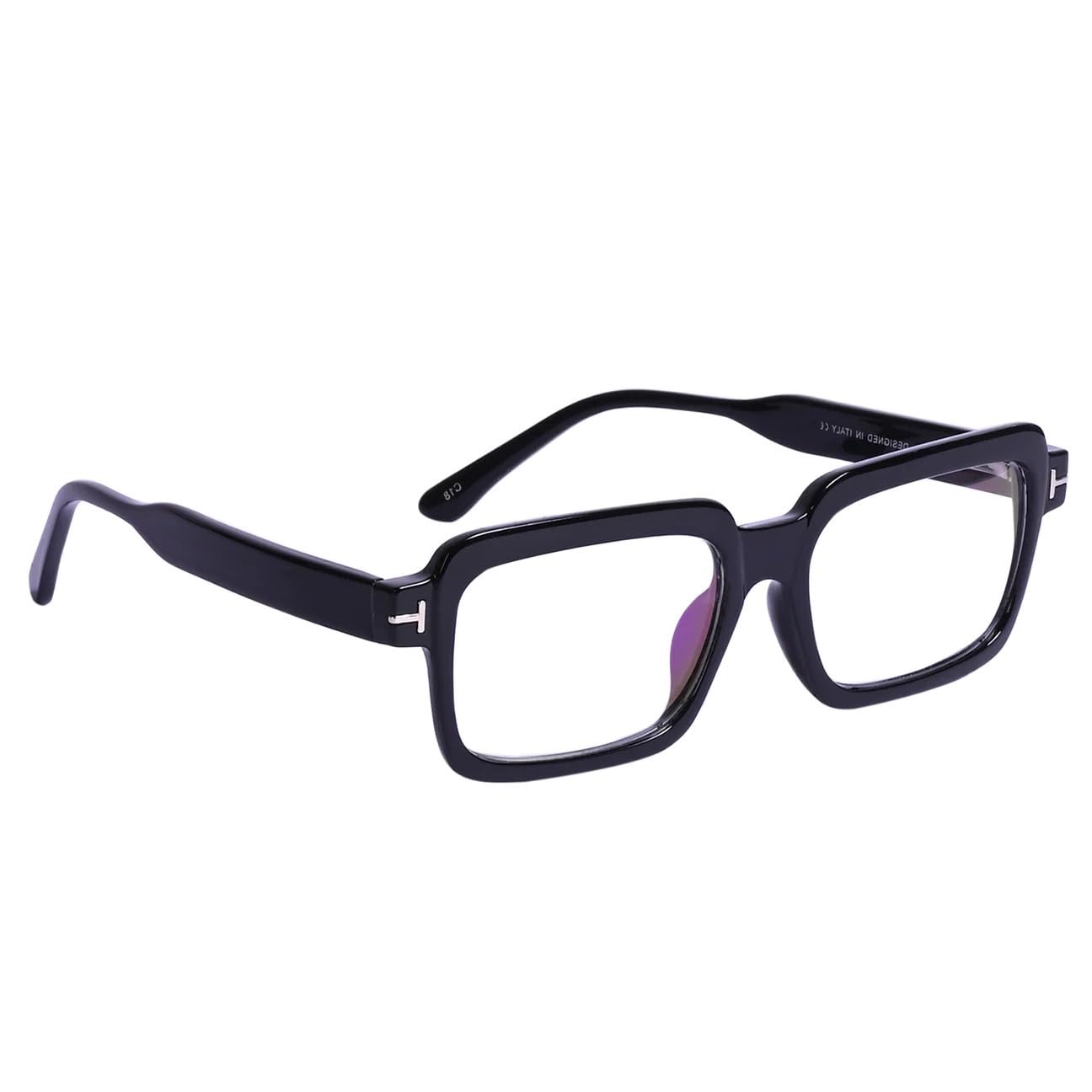 Jodykoes Premium Pure Sheet Square Eyeglasses Spectacle Eyewear (Black)