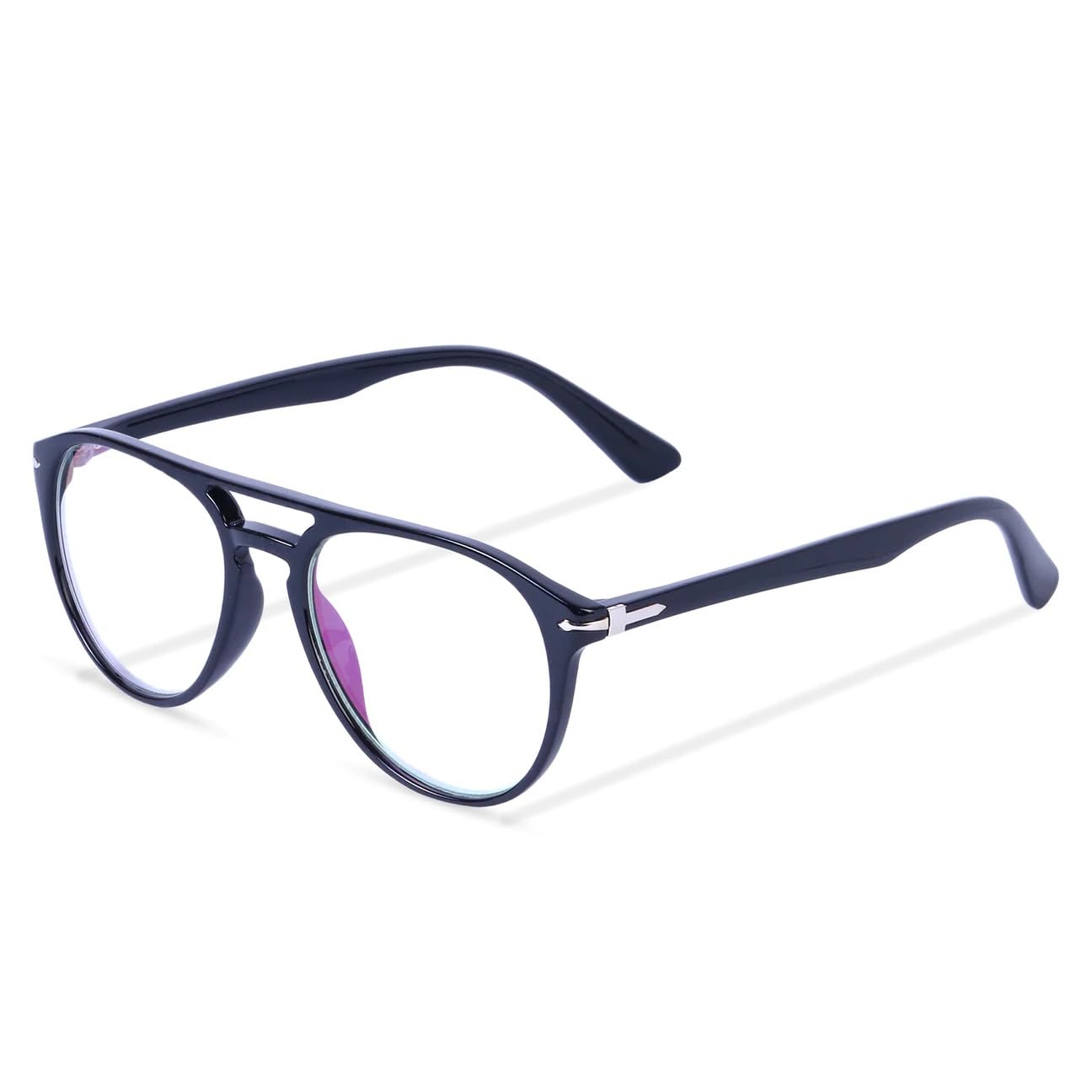 Jodykoes Premium Aviator Style Anti Glare Frame Eyeglasses Eyewear Spectacles (Black)