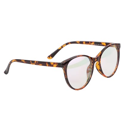 Jodykoes Oversize Fashionable Anti Glare Round Frame Spectacle Eyewear Eyeglasses (Tiger Print)