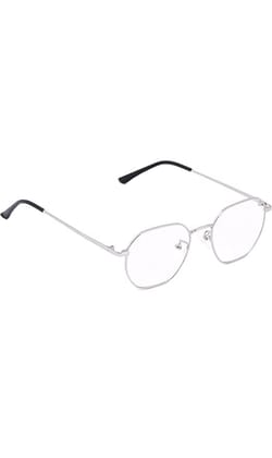 Jodykoes Blue Light Protection Anti Glare Unisex Premium Hexagon Metal Frame Spectacle Eyeglasses Eyewear (Silver)