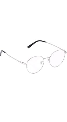 Jodykoes Elegant Looking Blu Light Protection Anti Glare Metal Round Frame Spectacle Eyeglasses Eyewear (Silver)