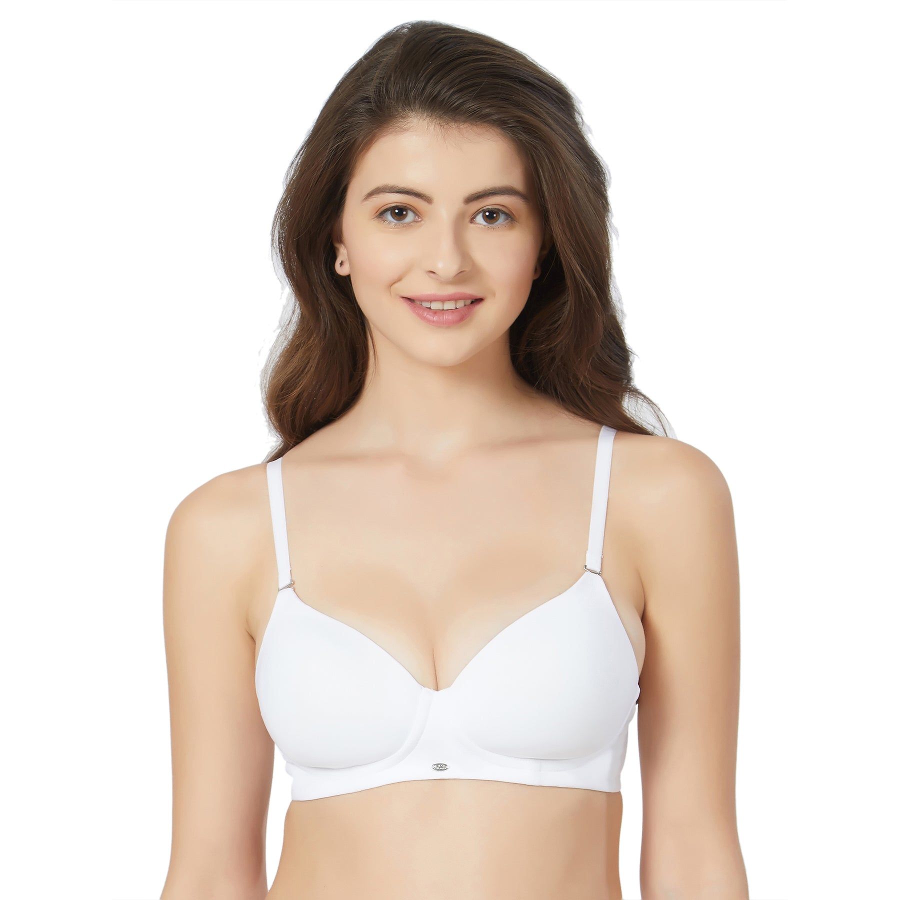 CB-125 SEMI/MEDIUM COVERAGE PADDED NON-WIRED T-SHIRT BRA WITH DETACHABLE STRAPS COLOUR : WHITE