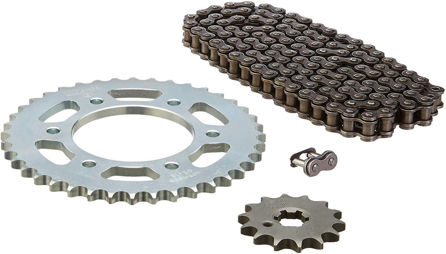 Uno Minda CH-7009 Quadra Rivet Chain & Alloy Steel Hardened Sprockets Chain & Sprocket Kit - R428H SIZE-128L / 14T / 40T(6H) for Yamaha FZ 16, FZS, Fazer 150 CC