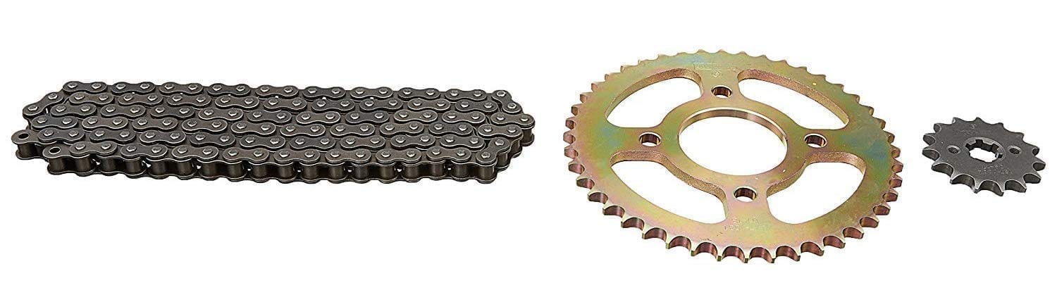 Uno Minda CH-7007 Quadra Rivet Chain & Alloy Steel Hardened Sprockets Chain & Sprocket Kit - R428H SIZE-112L / 14T / 44T(4H) for Yamaha YBX, YD 125 CC