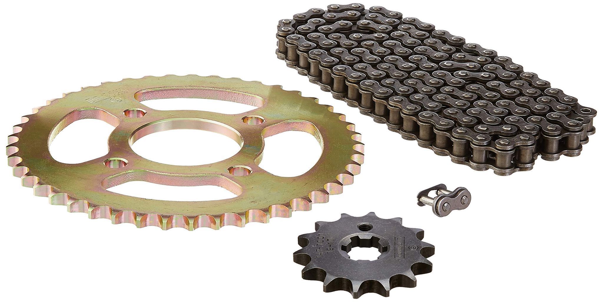 Uno Minda CH-7004 Quadra Rivet Chain & Alloy Steel Hardened Sprockets Chain & Sprocket Kit - R428H SIZE-120L / 14T / 45T(4H) for Yamaha Gladiator (SS/RS)