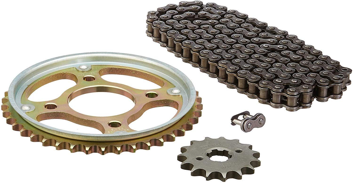 Uno Minda CH-4009 Quadra Rivet Chain & Alloy Steel Hardened Sprockets Chain & Sprocket Kit - R428H SIZE-126L / 15T / 42T(4H) for Honda Unircon, Dazzler 150