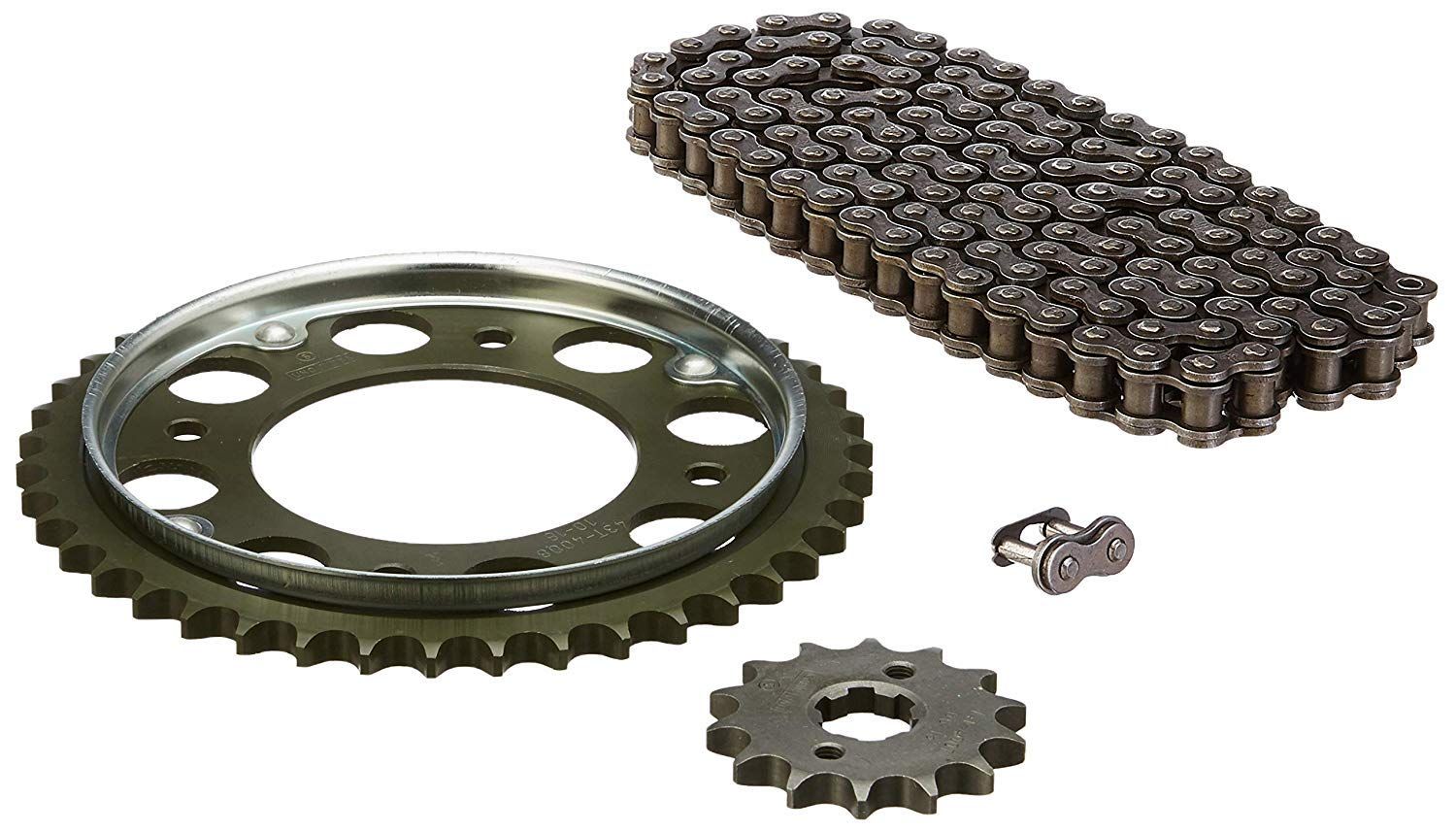 Uno Minda CH-4008 Quadra Rivet Chain & Alloy Steel Hardened Sprockets Chain & Sprocket Kit - R428H SIZE-118L / 14T / 43T(4H) for Honda Stunner CBF 125 (with Protective Ring)