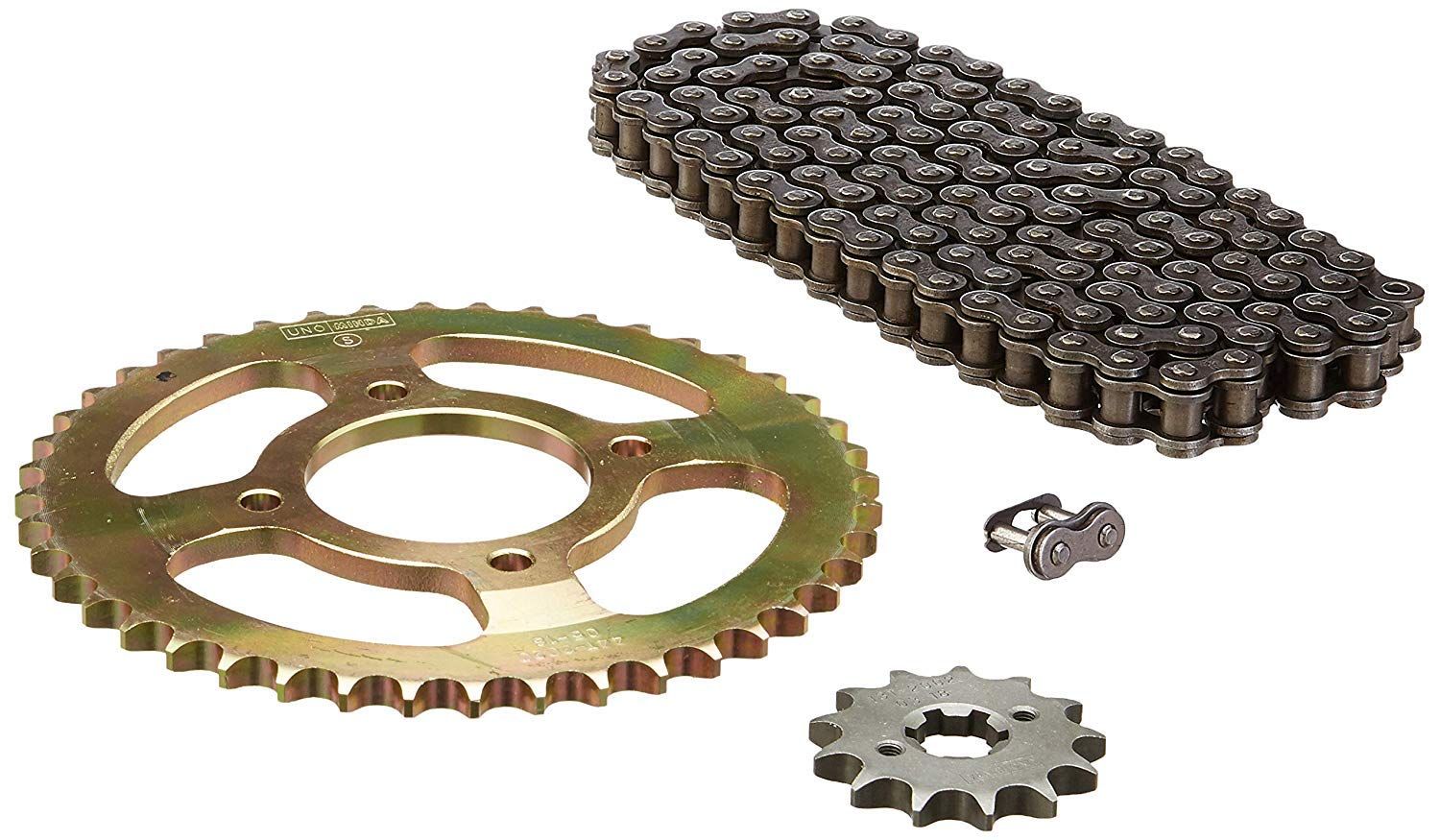 Uno Minda CH-2020 Quadra Rivet Chain & Alloy Steel Hardened Sprockets Chain & Sprocket Kit - R428H SIZE-124L / 13T / 44T(4H) for TVS Apache New RTR 160 CC