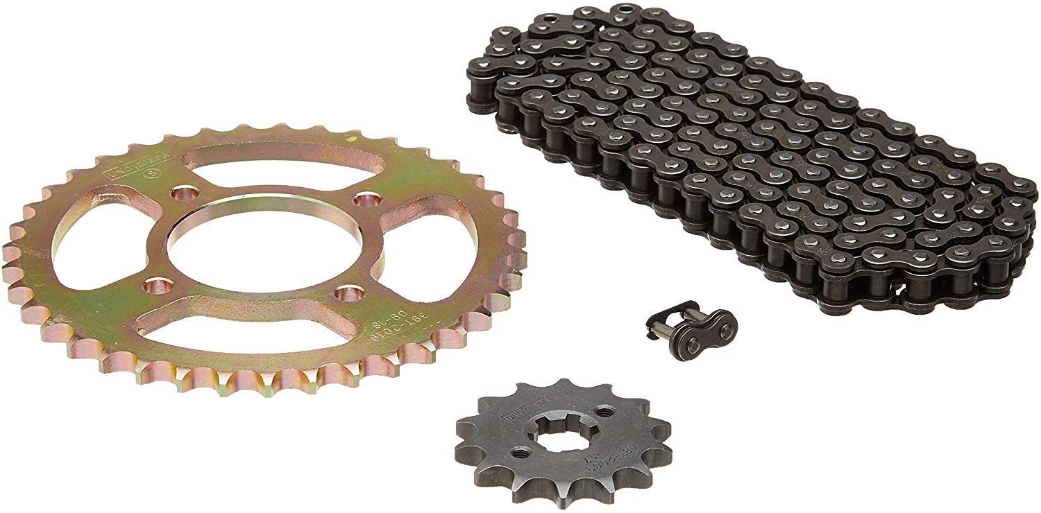 Uno Minda CH-2019 Quadra Rivet Chain & Alloy Steel Hardened Sprockets Chain & Sprocket Kit - R428H SIZE-110L / 13T / 39T(4H) for TVS Fiero