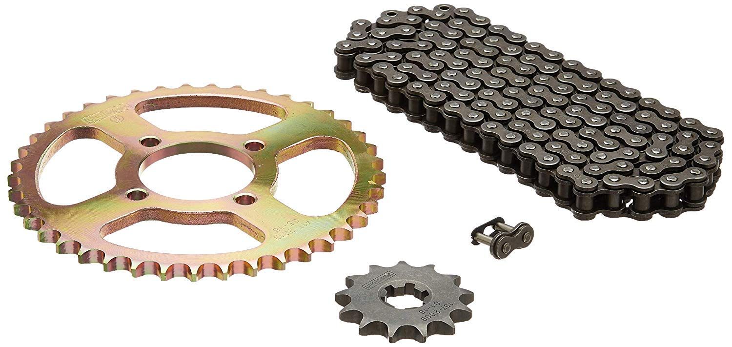 Uno Minda CH-2015 Quadra Rivet Chain & Alloy Steel Hardened Sprockets Chain & Sprocket Kit - R428 SIZE-112L / 13T / 41T(4H) for TVS AX100 (All Model)