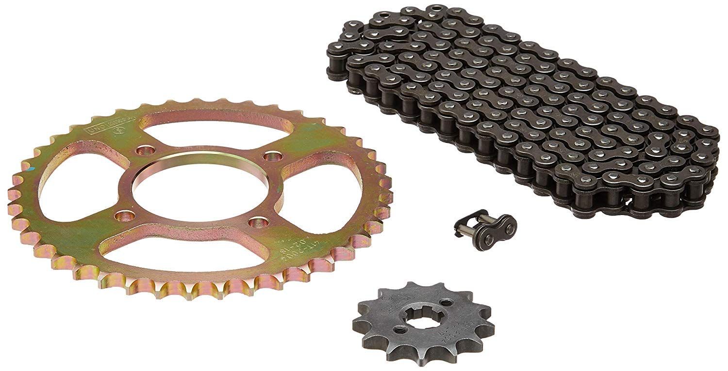 Uno Minda CH-2003 Quadra Rivet Chain & Alloy Steel Hardened Sprockets Chain & Sprocket Kit - R428 SIZE-110L / 13T / 41T(4H) for TVS Star City (Alloy Wheel)