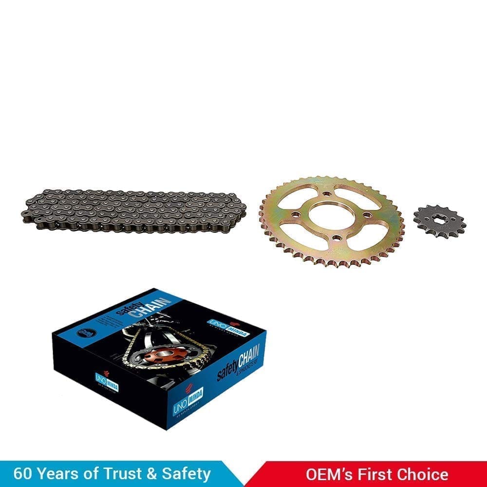 Uno Minda Ch-1031 Quadra Rivet, Sprockets Chain & Sprocket Kit - R428H Size-124L / 15T / 44T, 4H For Bajaj Pulsar 150 Ug4