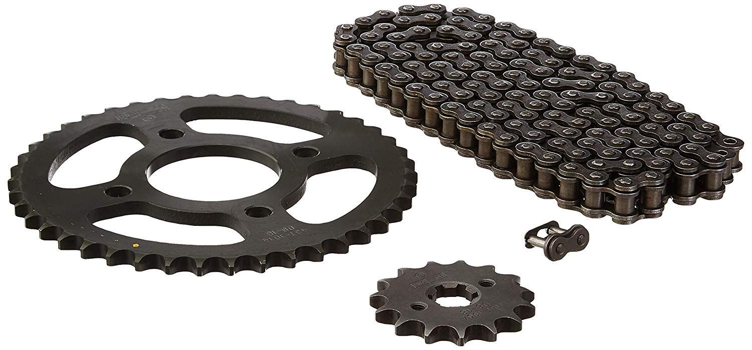 Uno Minda CH-1017 Quadra Rivet Chain & Alloy Steel Hardened Sprockets Chain & Sprocket Kit - R428H SIZE-124L / 15T / 43T(4H) for Bajaj Pulsar 180 New (Mar'06)