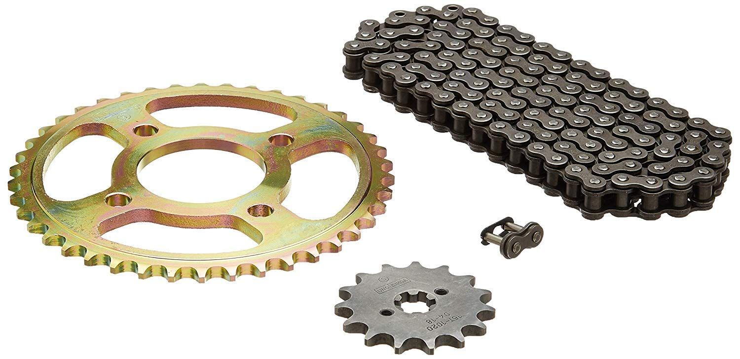 Uno Minda CH-1022 Quadra Rivet Chain & Alloy Steel Hardened Sprockets Chain & Sprocket Kit - R420 SIZE-122L / 15T / 42T(4H) for Bajaj XCD 135