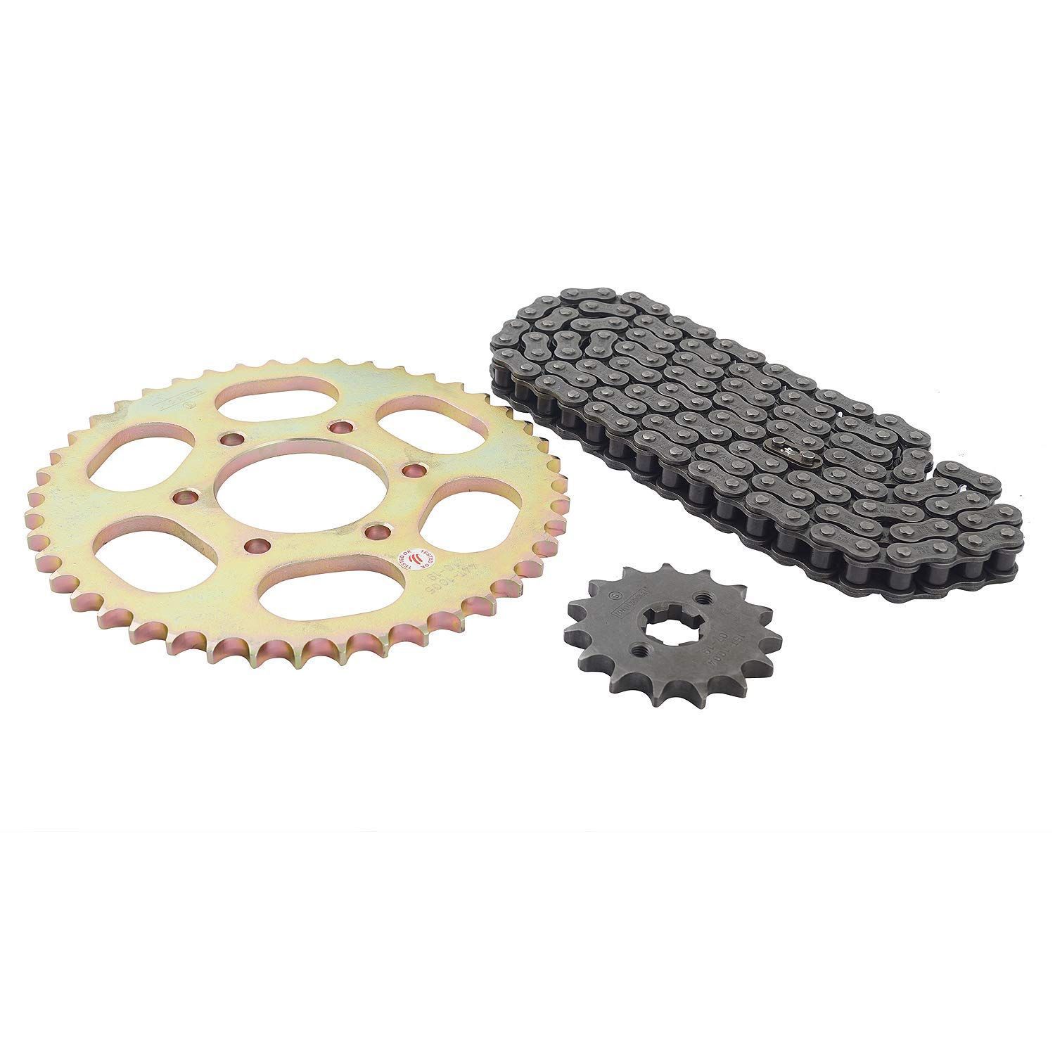 Uno Minda CH-1005 Quadra Rivet Chain & Alloy Steel Hardened Sprockets Chain & Sprocket Kit - R428H SIZE-124L / 15T / 44T(6H) for Bajaj Pulsar UG 150,180 DTS