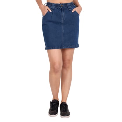 MEGHZ Women Dark Blue Elasticated Kiara Skirt