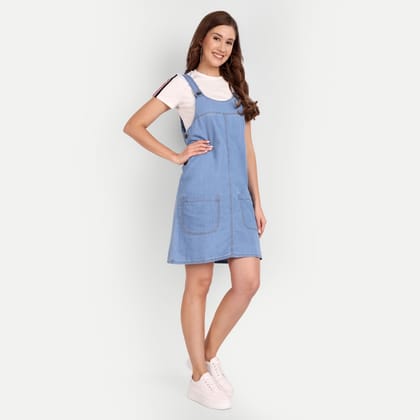 Meghz Women's Light Blue Denim Alexa Dungaree