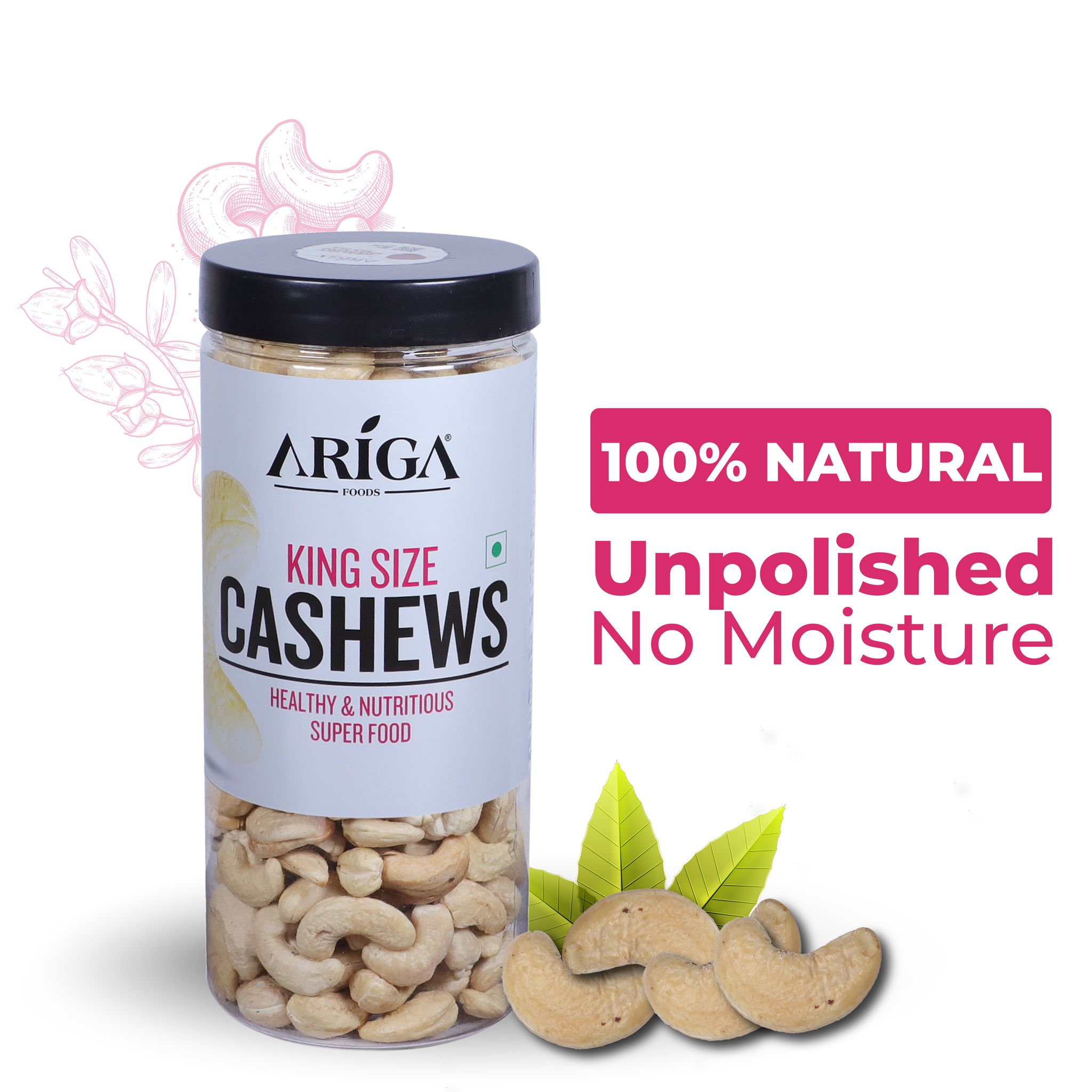 Ariga Foods King Sized Healthy & Nutritious Cashews (500 g)