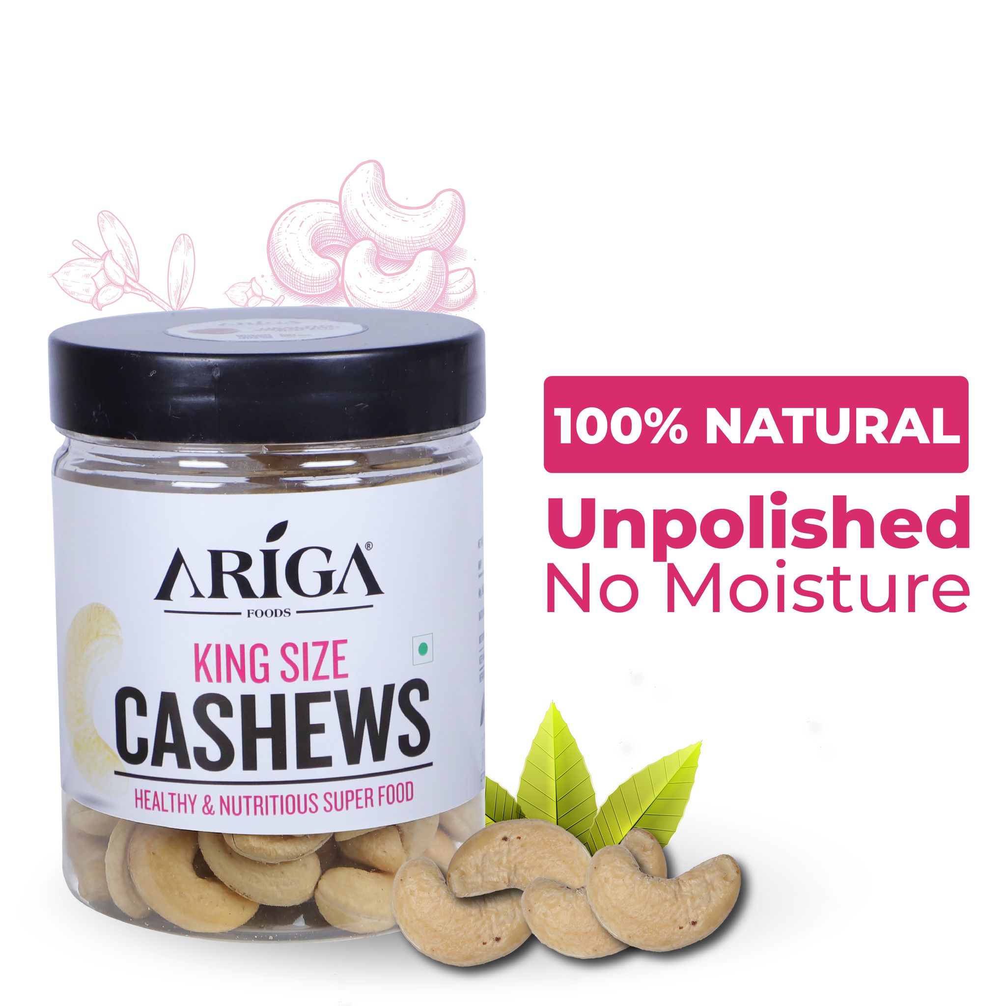 Ariga Foods 100% Natural Premium King Size Kaju | Cashews (200 g)