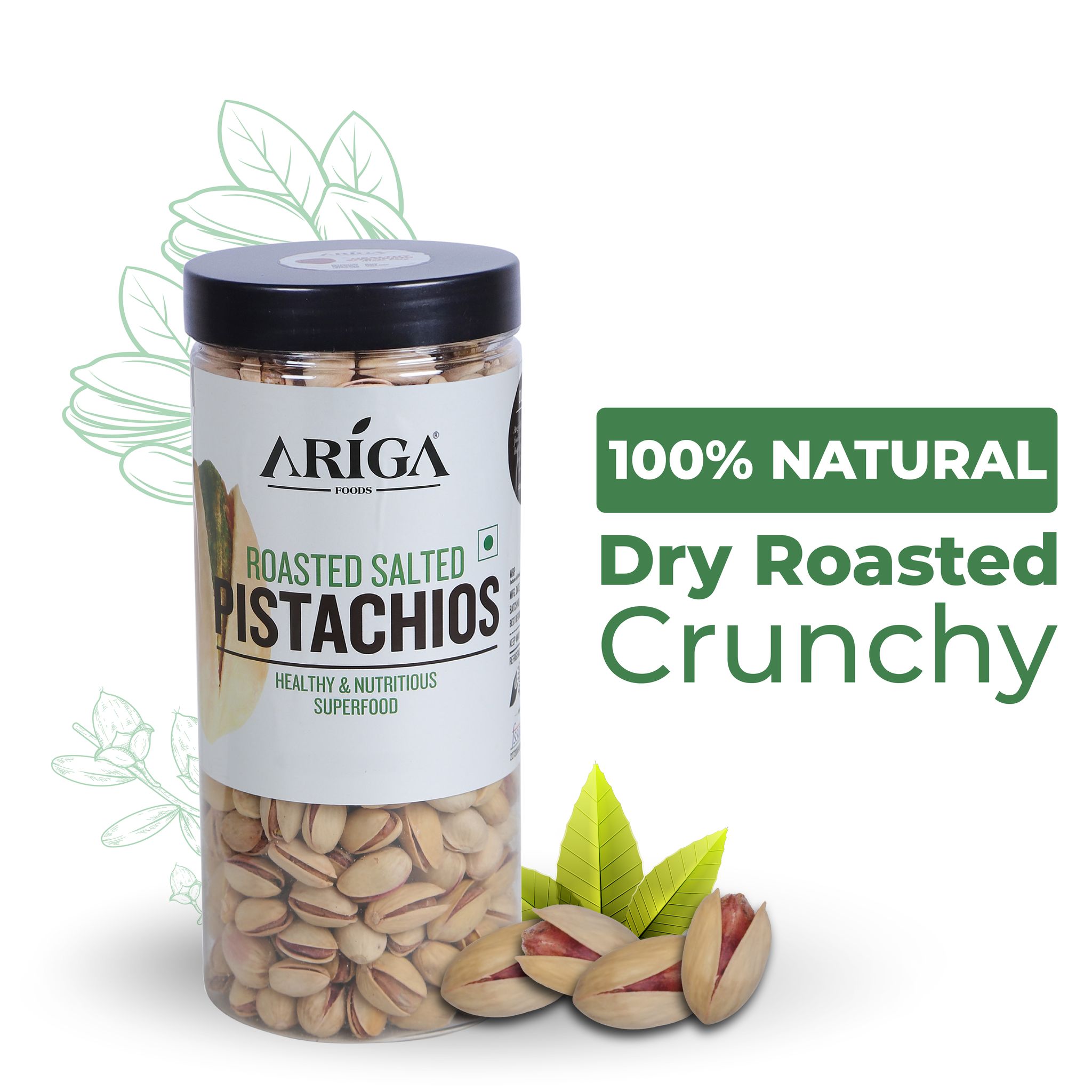 Ariga Foods Premium Quality Roasted Salted Pistachios (500 g)