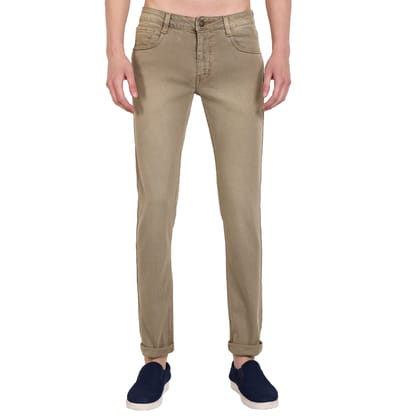 MEGHZ Men Khakhi Ricardo Slim Fit Denim Jeans