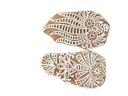 GOKULAM Crafts Wooden Stamp Block for Textile Printing, Block Printing Stamps for Textile, Fabric, Tote Bags, Kids Craft Activity, Floral Stamping Wood Blocks