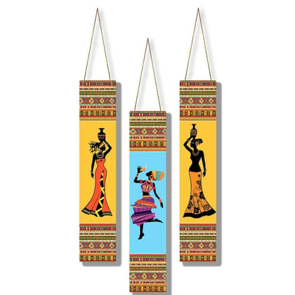 Charmor Ancient Women Designer Wall Hanging Decoration Items for Home | Gifts | Bedroom | Wooden | Living Room | Artworks (WH4807),Set of 3