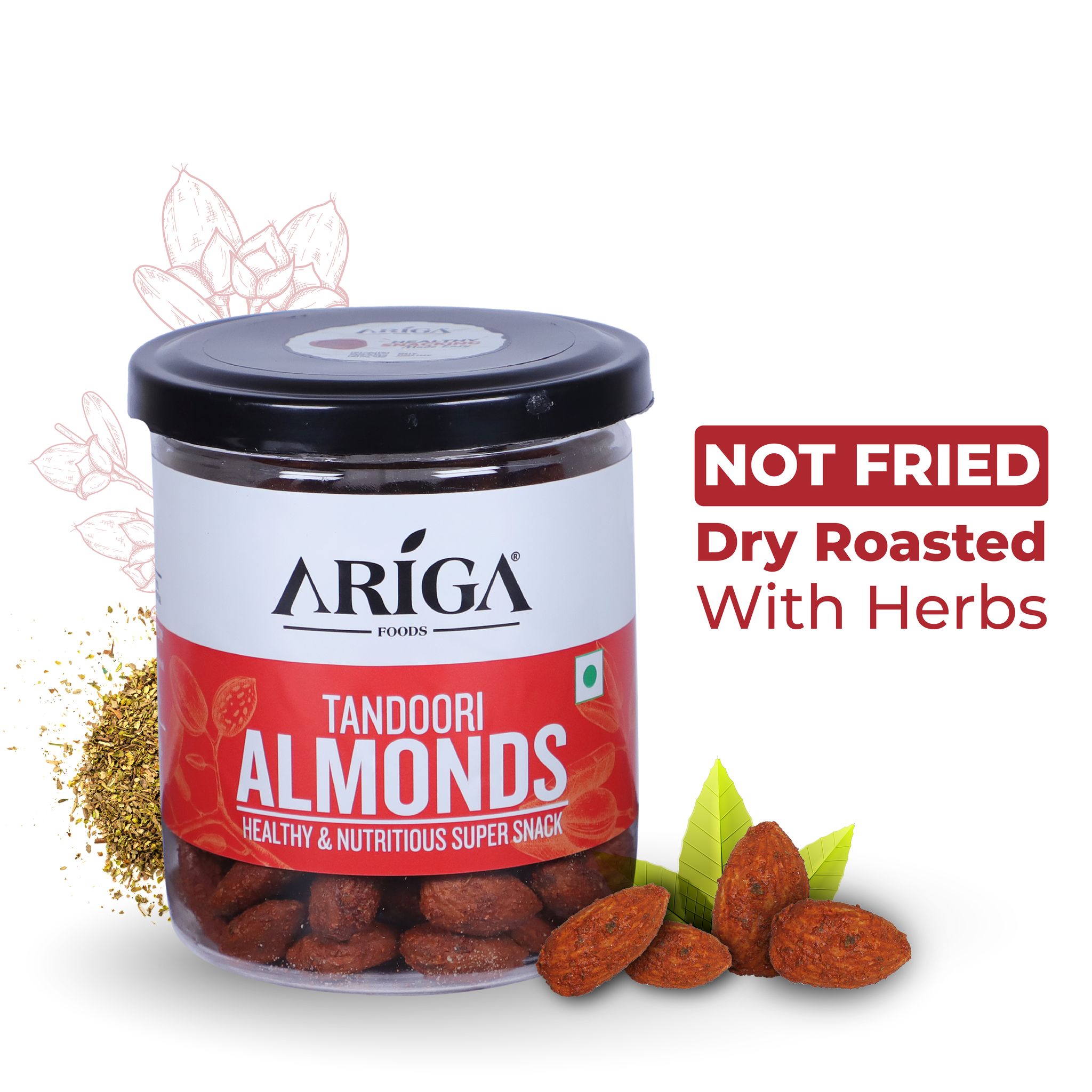 Ariga Foods Roasted Tandoori California Badam | Almonds (200 g)