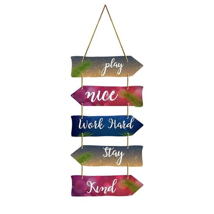 Charmor Play nice Work Hard ..Decorative Wooden Wall Hanging Decoration for Home | Living Room | Office | Wall Decoration (WH3709)