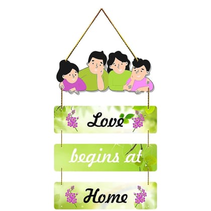 Charmor Love Begins at Home Decorative Wall Hanger for Living Room | Bedroom | Gift | Home Decoration | Wooden Design Item (WH3313)