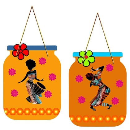 Charmor Dancing Girls Decorative Wooden Wall Hanger for Living Room | Bedroom | Office | Gift | Home Decoration (WH3214),Set of 2