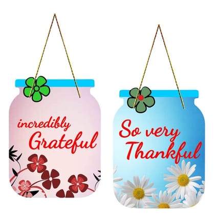 Charmor Incredibly Grateful Decorative Wooden Wall Hanger for Living Room | Bedroom | Office | Gift | Home Decoration (WH3207),Set of 2