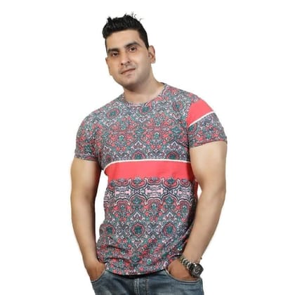 THE ALLCHEMY Sthula's Men's All Over Printed Tshirt, Half Sleeve Tshirt, Summer Tshirt, Fashionable Wear (L) Pink