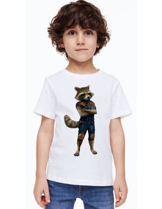 Hplus Junior Boys Printed Tshirt Marvel Rocket.