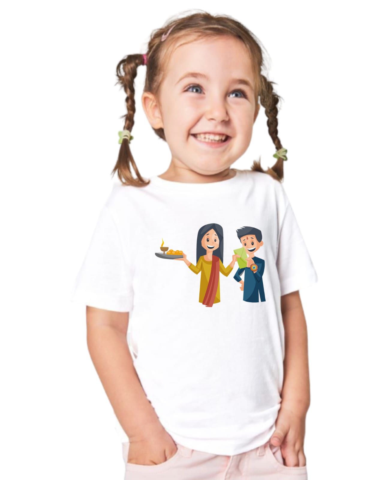 Hplus Junior Girls Printed Tshirt for Raksha Bandhan Special.