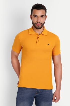 Solid Men Polo Neck Mustered T-Shirt