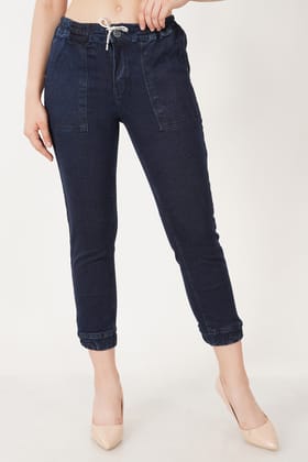 Women Dark Blue Denim Joggers