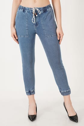 Women Light Blue Denim Joggers