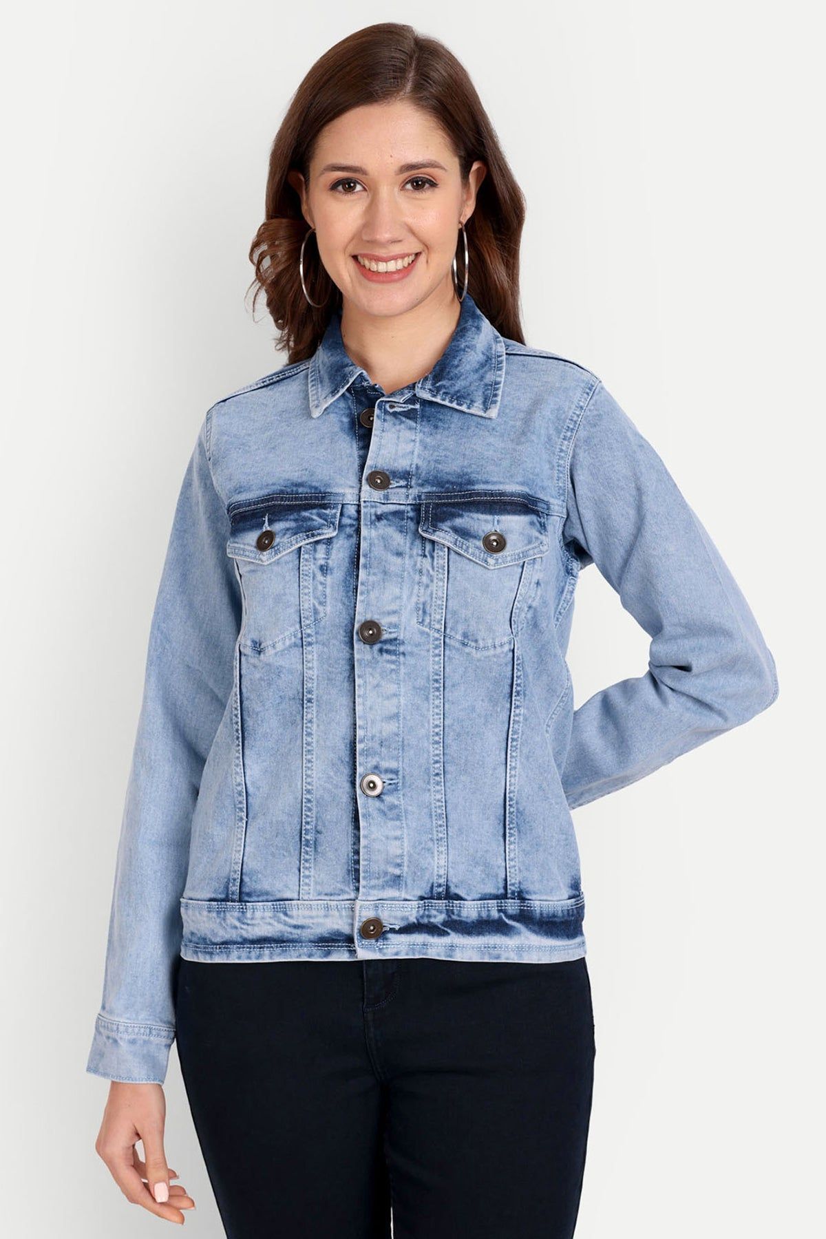 Women Light Blue Denim Trucker jacket