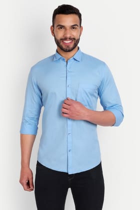 Men Slim Fit Sky Blue Shirt