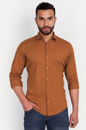 Men Slim Fit Copper Shirt