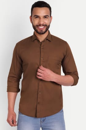 Men Slim Fit Coffee Shirt