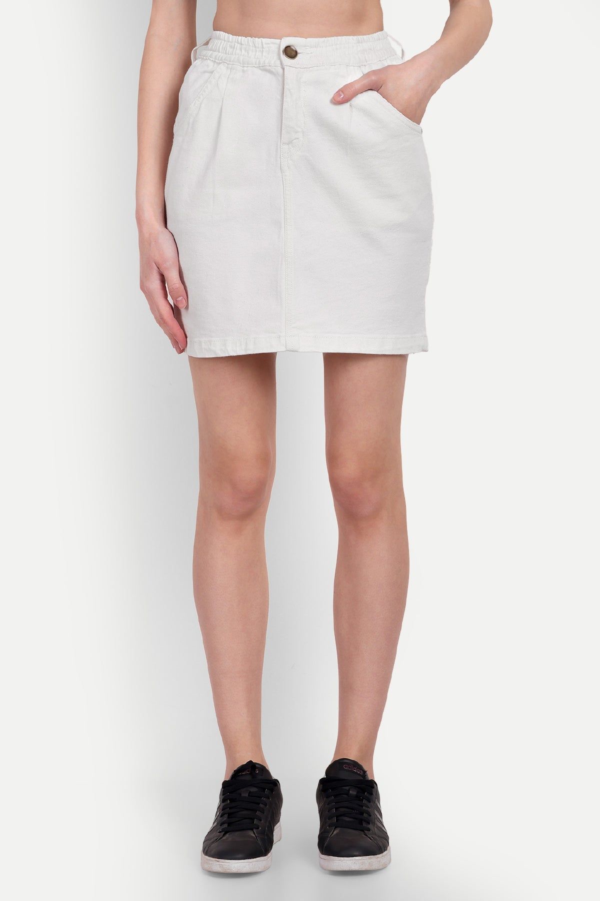 Women White Elasticated Skirt