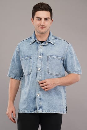 MEN LIGHT BLUE HALF SLEEVE SHIRT