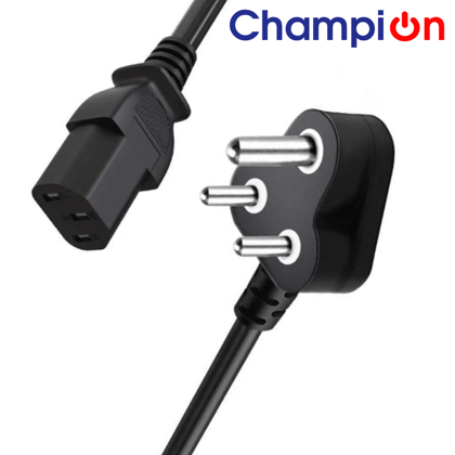 Champion Power Cord Cable for Desktop Computer 1.5 Mtr 3 Pin Cable (Black)