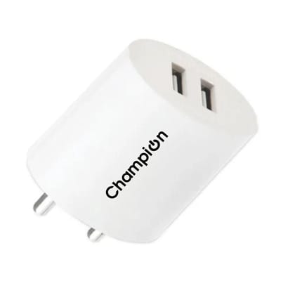 Champion 10.5 W 2.1 A Multiport Mobile Charger with Detachable Cable For Smartphone (White)