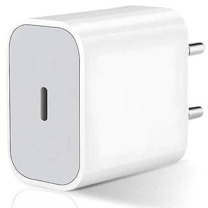 Champion Type C 20W Charger for Android, All Plus/Pro/Pro Max Models (iPhone 15/iPhone 14/iPhone 13/iPhone 12 & Others) with Built in protections & Compact Design (White)