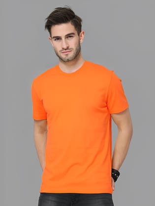 1001 Orange Half Sleeve Solid Round Neck t-shirt for Men
