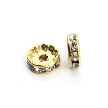 Generic (200 pcs) Rhinestone Spacers Beads Golden for Jewellery Making Designing & Craft Work - 8mm !!