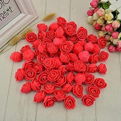 IVA Collection (Red, 50 Pieces) Artificial Foam Red Rose Mini Flowers, Water Floating DIY Craft �Making Rose Teddy Bear and Heart,Hairclip,Headbands,Tiara,Packing